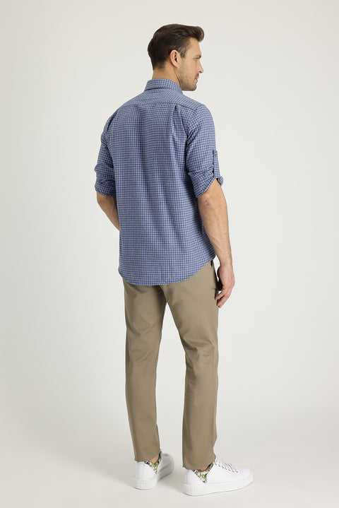 Light Brown Regular Fit Standard Cut Cotton Canvas / Chino Trousers