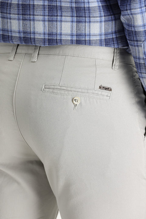 Stone Regular Fit Standard Cut Cotton Canvas / Chino Trousers