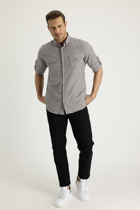 Black Regular Fit Standard Cut Cotton Canvas / Chino Trousers