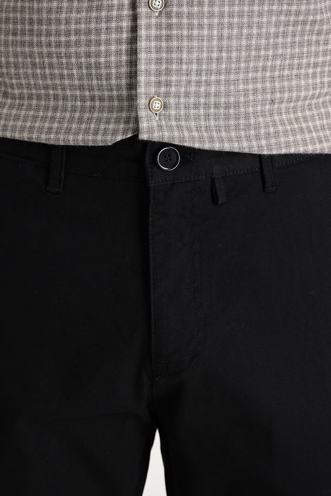 Black Slim Fit Stretch Cotton Canvas / Chino Trousers