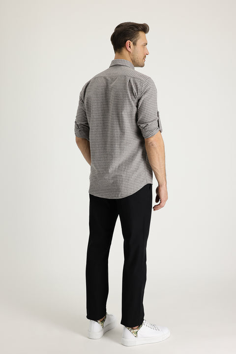 Black Regular Fit Standard Cut Cotton Canvas / Chino Trousers