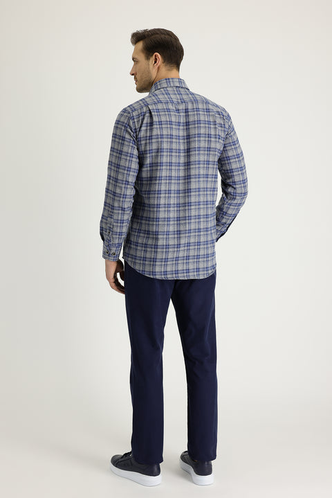 Dark Navy Regular Fit Standard Cut Cotton Canvas / Chino Trousers