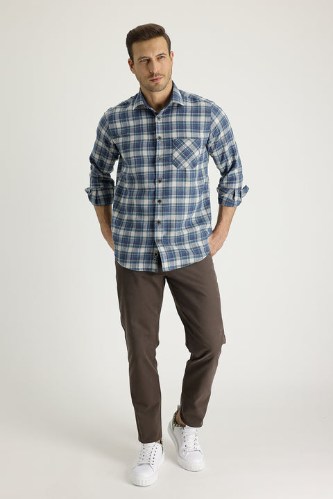 Light Brown Regular Fit Standard Cut Cotton Canvas / Chino Trousers