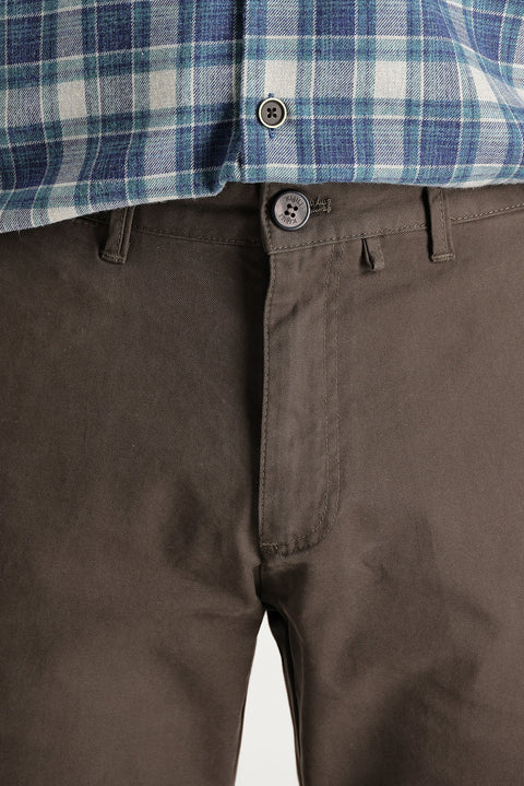 Light Brown Regular Fit Standard Cut Cotton Canvas / Chino Trousers