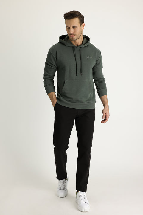 Dark Brown Regular Fit Standard Cut Cotton Canvas / Chino Trousers