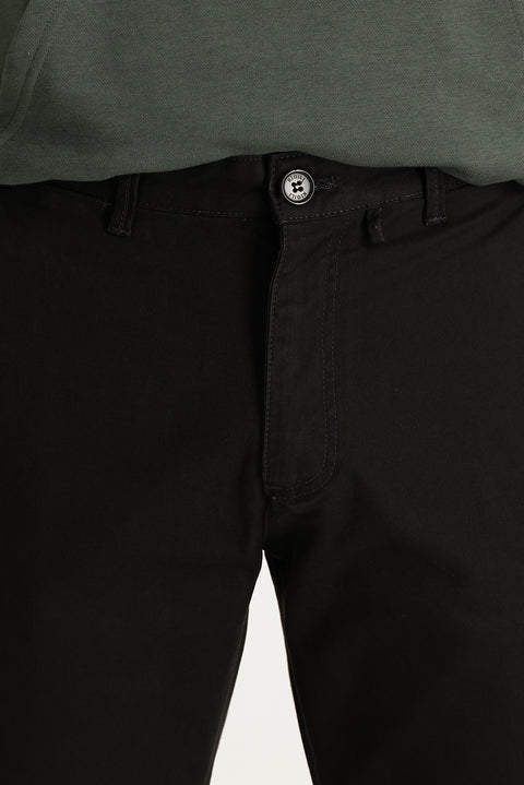 Dark Brown Regular Fit Standard Cut Cotton Canvas / Chino Trousers