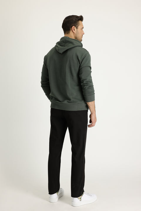 Dark Brown Regular Fit Standard Cut Cotton Canvas / Chino Trousers