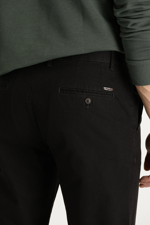 Dark Brown Regular Fit Standard Cut Cotton Canvas / Chino Trousers