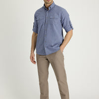 Mid Beige Regular Fit Standard Cut Cotton Canvas / Chino Trousers