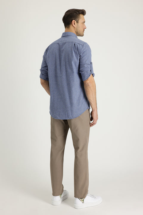 Medium Beige Slim Fit Cotton Canvas / Chino Trousers