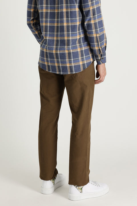 Khaki Slim Fit Cotton Canvas / Chino Trousers