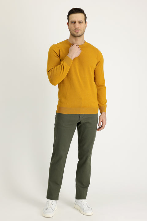 Açık Haki Regular Fit Standart Kesim Likralı Kanvas / Chino Pantolon