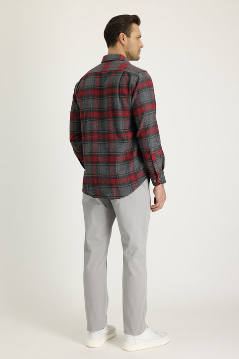 Light Grey Regular Fit Standard Cut Lycra Canvas / Chino Trousers