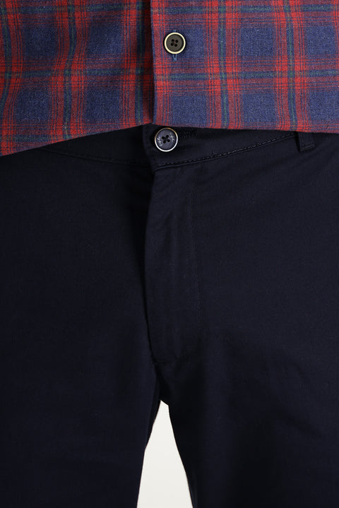 Dark Navy Relaxed Fit Stretch Canvas / Chino Trousers