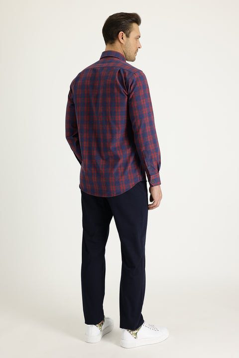 Dark Navy Regular Fit Standard Cut Lycra Canvas / Chino Trousers