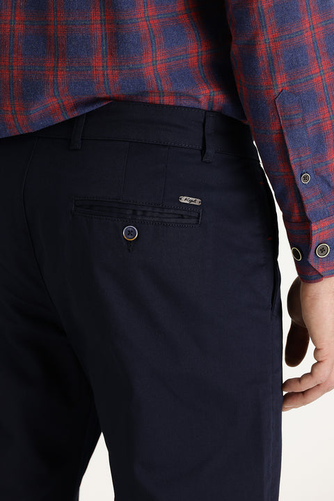 Dark Navy Relaxed Fit Stretch Canvas / Chino Trousers