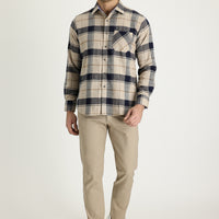 Mid-Beige Regular Fit Standard Cut Stretch Canvas / Chino Trousers