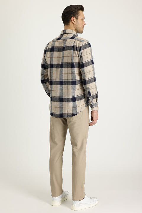 Mid-Beige Regular Fit Standard Cut Stretch Canvas / Chino Trousers