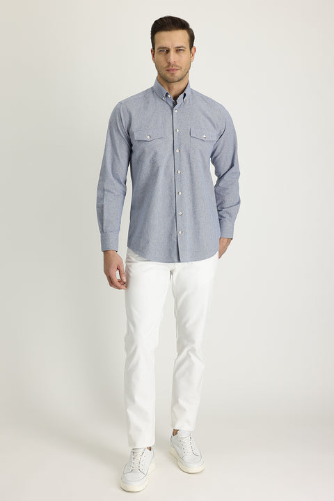 White Slim Fit Stretch Canvas / Chino Trousers