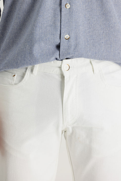 White Slim Fit Stretch Canvas / Chino Trousers