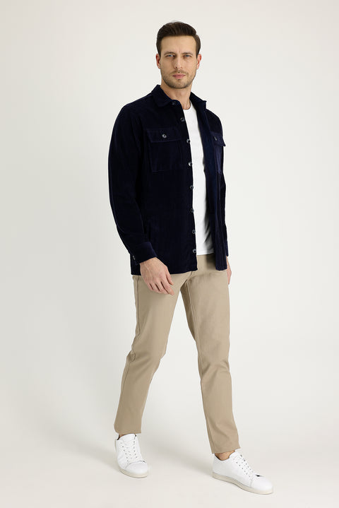 Medium Beige Slim Fit Stretch Canvas / Chino Trousers