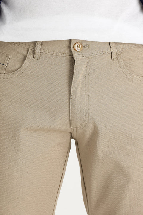 Medium Beige Slim Fit Stretch Canvas / Chino Trousers