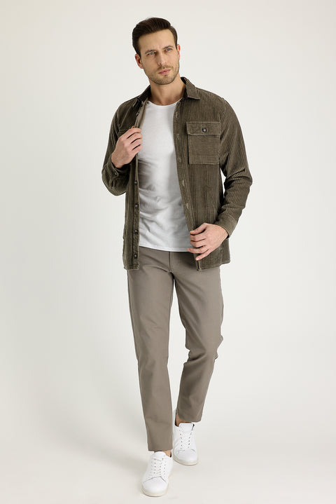 Medium Mink Slim Fit Stretch Canvas / Chino Trousers