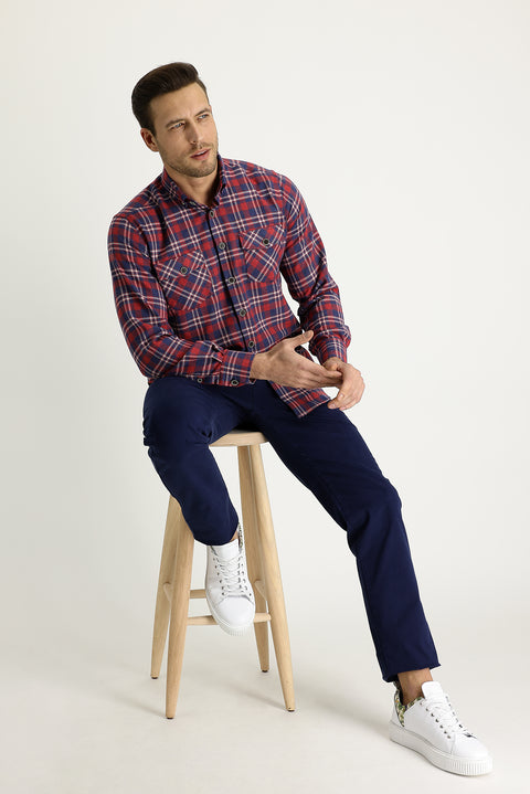 Dark Navy Blue Slim Fit Stretch Canvas / Chino Trousers
