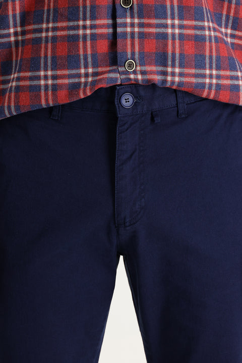Dark Navy Blue Slim Fit Stretch Canvas / Chino Trousers