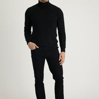 Black Slim Fit Stretchy Canvas / Chino Trousers