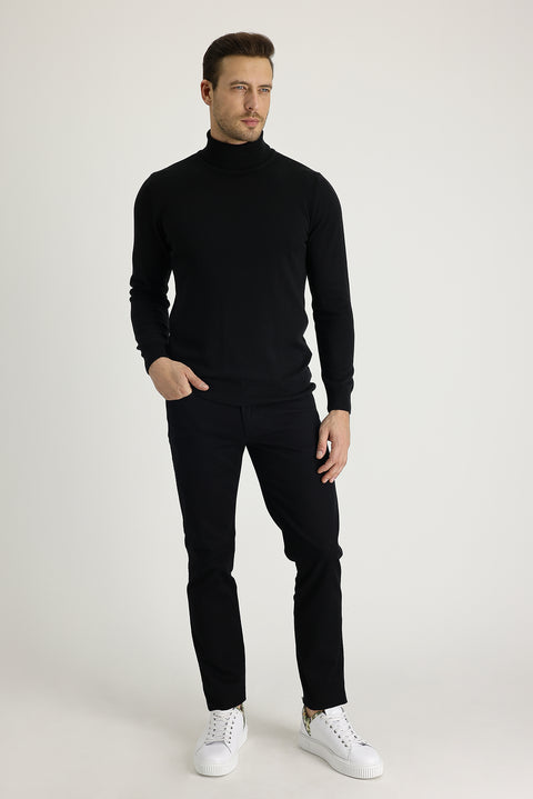Black Slim Fit Stretchy Canvas / Chino Trousers