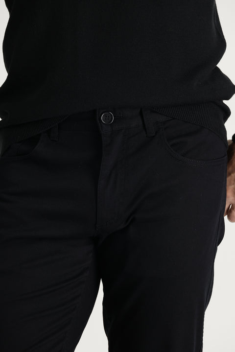 Black Slim Fit Stretchy Canvas / Chino Trousers