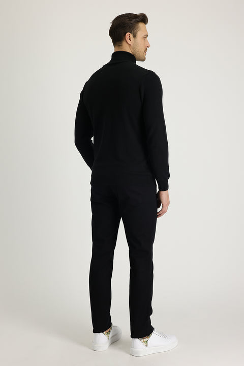 Black Slim Fit Stretchy Canvas / Chino Trousers