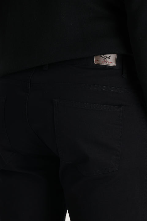 Black Slim Fit Stretchy Canvas / Chino Trousers