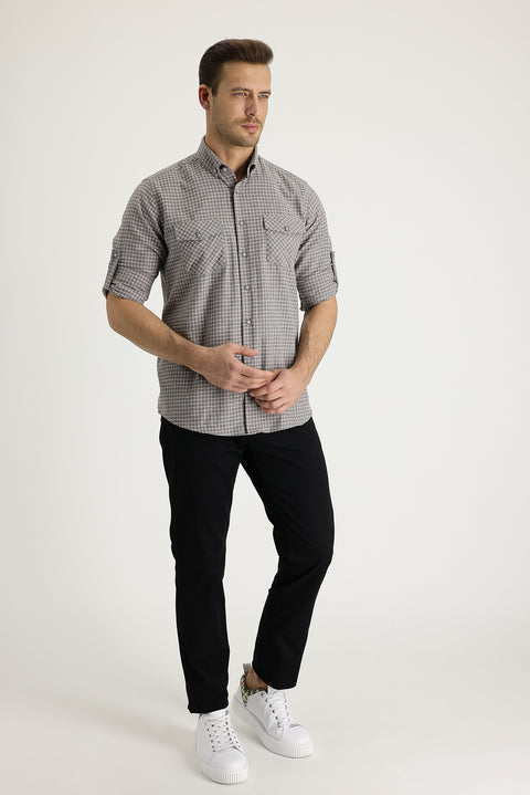 Black Regular Fit Standard Cut Lycra Canvas / Chino Trousers