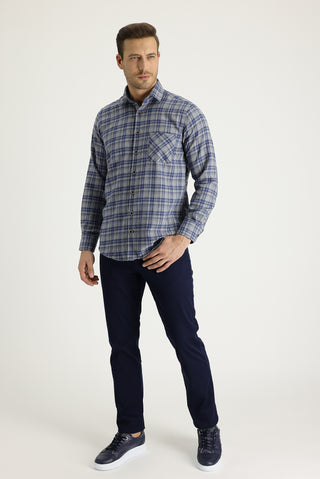  Koyu Lacivert Regular Fit Standart Kesim Likralı Kanvas / Chino Pantolon