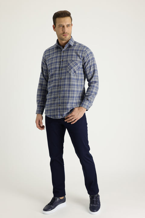 Dark Navy Blue Slim Fit Stretch Canvas / Chino Trousers