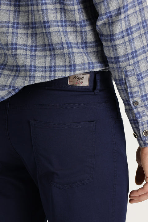 Dark Navy Blue Slim Fit Stretch Canvas / Chino Trousers