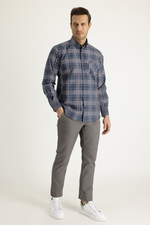 Dark Mink Regular Fit Standard Cut Canvas / Chino Trousers