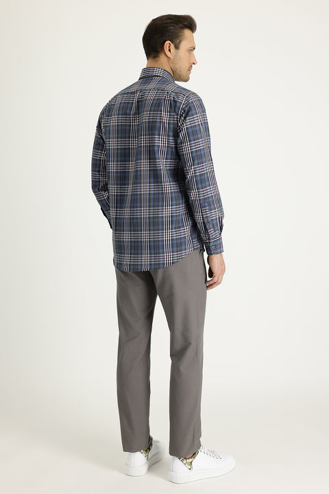 Dark Mink Regular Fit Standard Cut Canvas / Chino Trousers