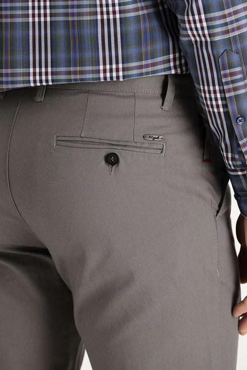 Dark Mink Regular Fit Standard Cut Canvas / Chino Trousers
