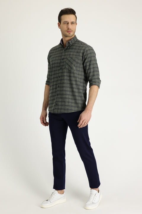 Dark Navy Relaxed Fit Stretch Canvas / Chino Drawstring Trousers