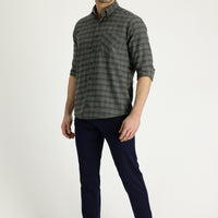 Dark Navy Regular Fit Standard Cut Lycra Canvas / Chino Drawstring Trousers