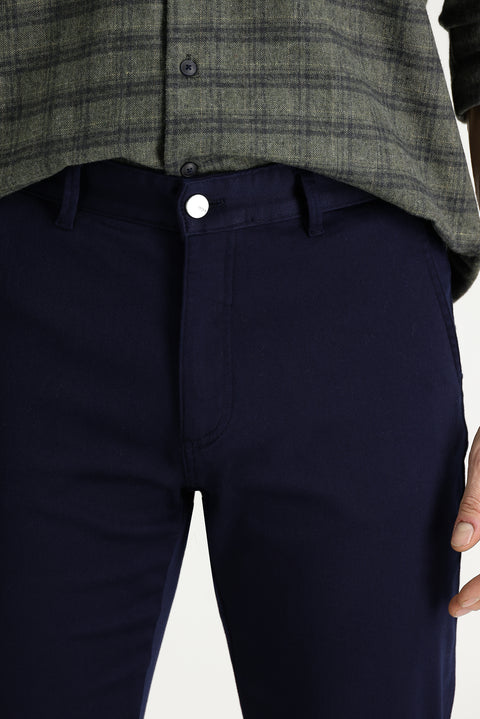 Dark Navy Relaxed Fit Stretch Canvas / Chino Drawstring Trousers