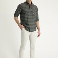 Stone Regular Fit Standard Cut Lycra Canvas / Chino Trousers