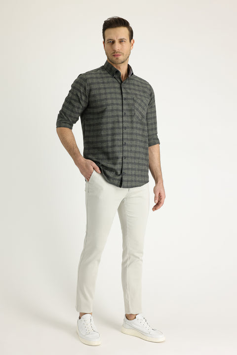 Stone Regular Fit Standard Cut Lycra Canvas / Chino Trousers