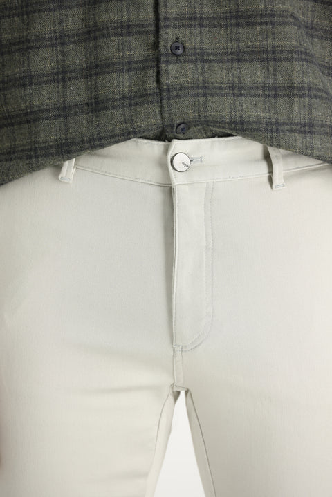 Stone Regular Fit Standard Cut Lycra Canvas / Chino Trousers