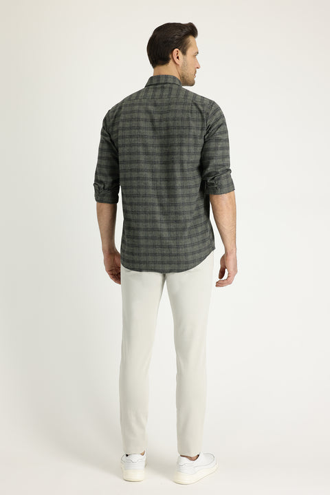 Stone Regular Fit Standard Cut Lycra Canvas / Chino Trousers