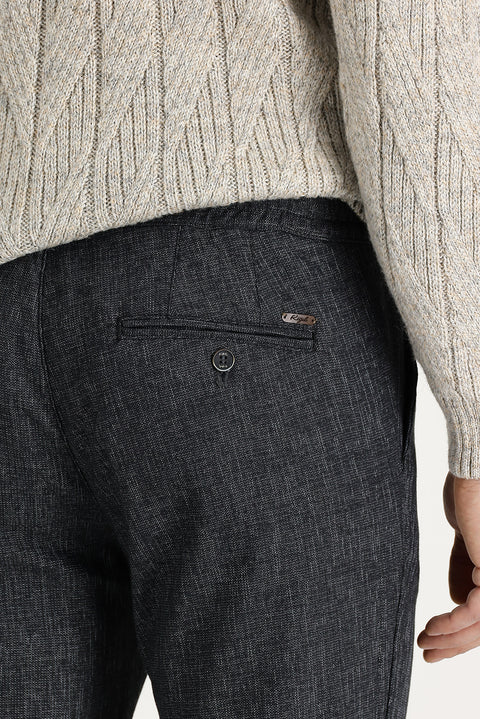 Dark Gray 7 Drop Slim Fit Narrow Cut Lycra Canvas / Chino Pants
