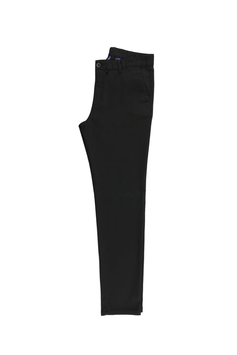 Black Relaxed Fit Stretch Canvas / Chino Trousers